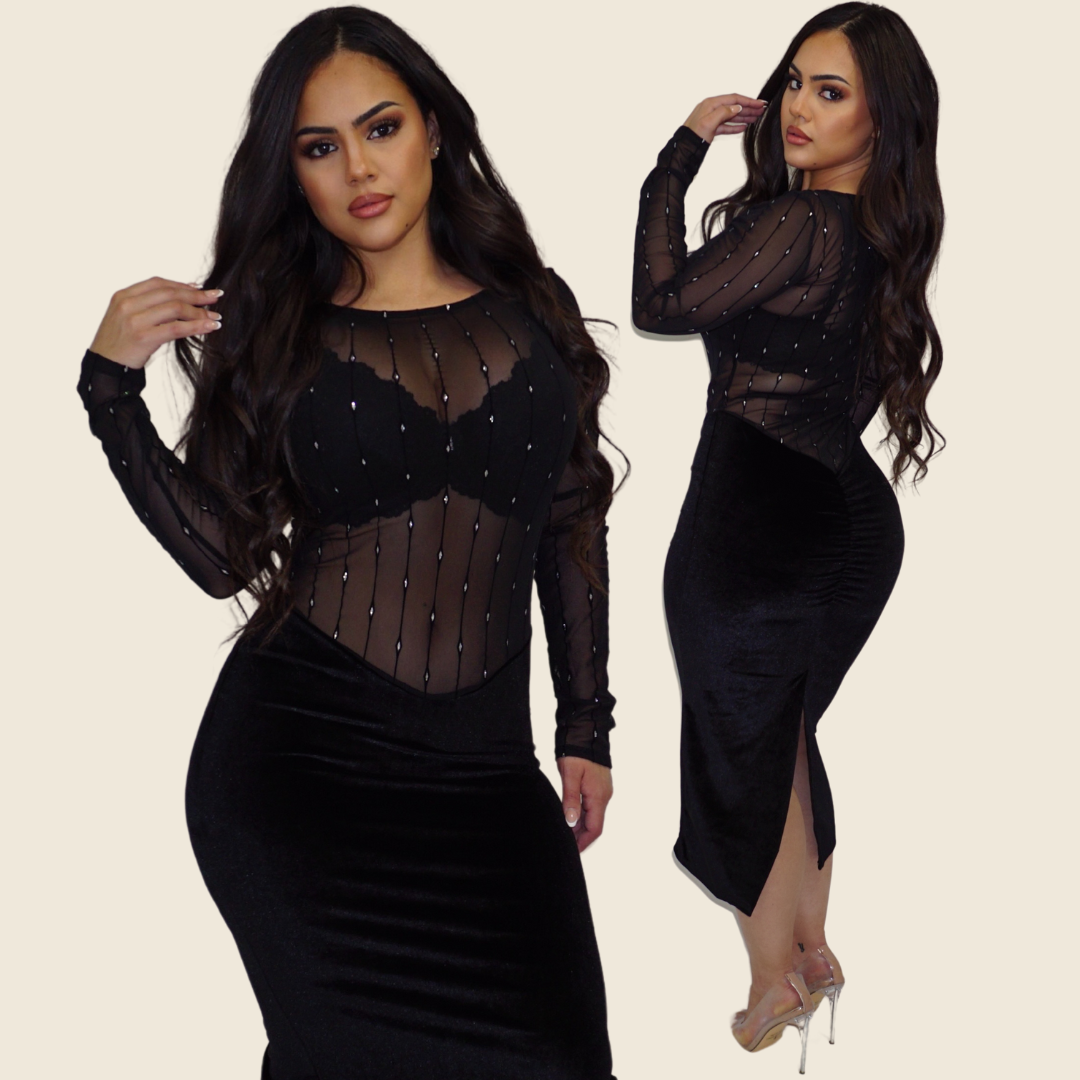 Holiday Sheer Midi Dress