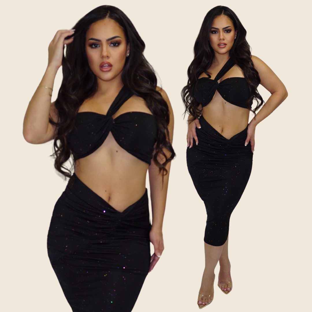 Glitzy Two Piece Skirt Set