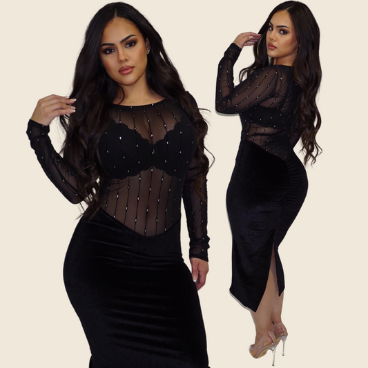 Holiday Sheer Midi Dress